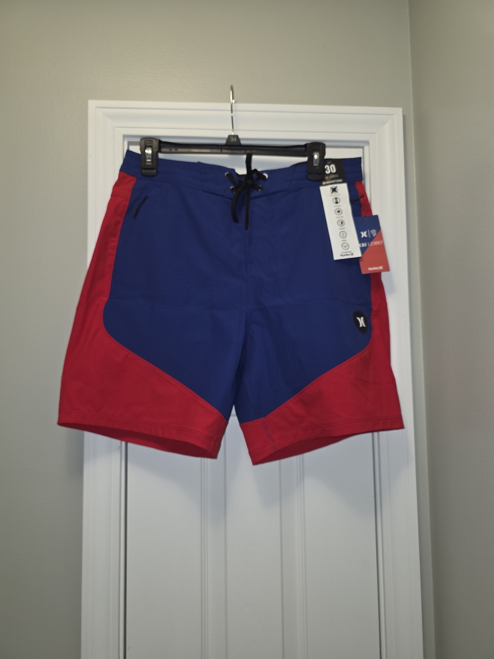 Hurley Men’s Blue & Red Swim Trunks